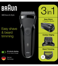 Braun Series 3 Shave&Style 300BT Elektrisch Scheerapparaat, Scheermes Voor Mannen, Zwart