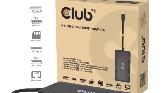 CLUB3D 9-1 Dual HDMI™ USB-C® Hub PD3.0 100W