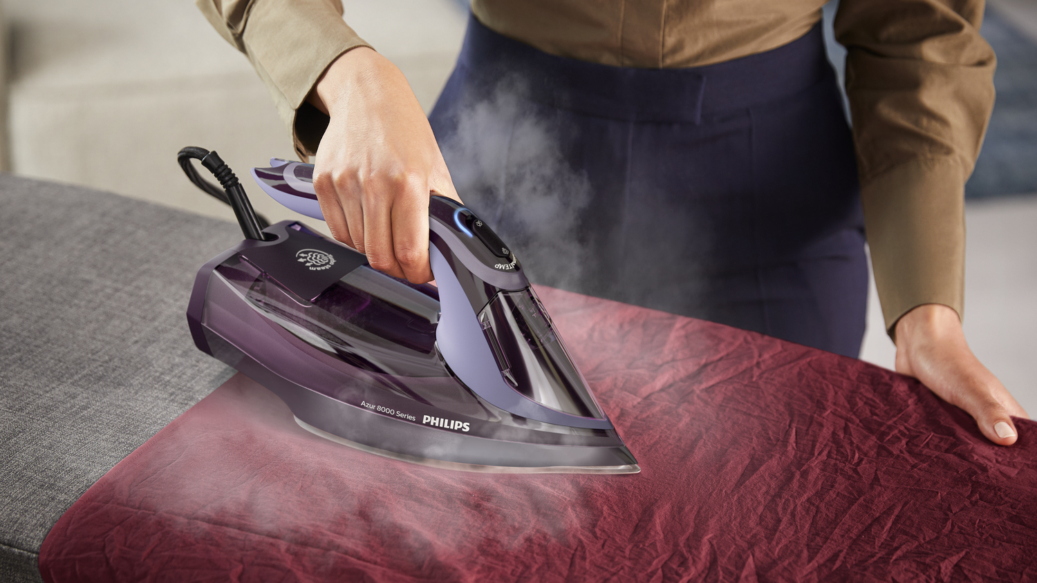 Philips 8000 series DST8021/30 strijkijzer Stoomstrijkijzer SteamGlide Elite-zoolplaat 3000 W Violet - Afbeelding 4