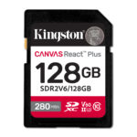Kingston Technology 128GB Canvas React Plus SDXC UHS-II 280R/100W U3 V60 voor Full HD/4K