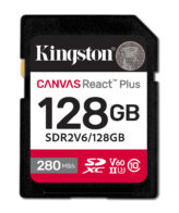 Kingston Technology 128GB Canvas React Plus SDXC UHS-II 280R/100W U3 V60 voor Full HD/4K