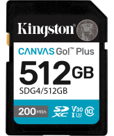 Kingston Technology Canvas Go! Plus 512GB SDXC Canvas Go Plus Gen4 200MB/s C10 UHS-I U3 V30