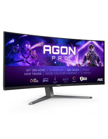 AOC AGON PRO AG346UCD computer monitor 86,4 cm (34") 3440 x 1440 Pixels Wide Quad HD QD-OLED Zwart, Grijs
