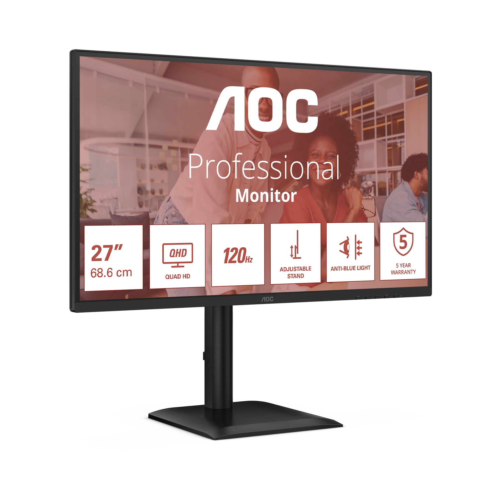 AOC E4 Q27E4U computer monitor 68,6 cm (27") 2560 x 1440 Pixels Quad HD LED Zwart - Afbeelding 2