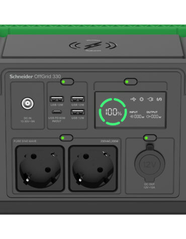 APC SE OffGrid Portable Power Station 330 - Li-Ion accu, LCD, 2x stopcontact, 3x USB-A, 1x USB-C, 1x 12V, draadloze lader