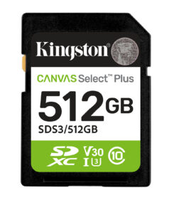 Kingston Technology 512GB SDXC Canvas Select Plus Gen3 150MB/s C10 UHS-I U3 V30