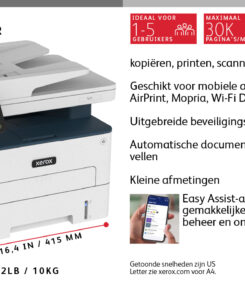 Xerox B225 A4 34 ppm draadloze dubbelzijdige printer PS3 PCL5e/6 ADF 2 laden totaal 251 vel