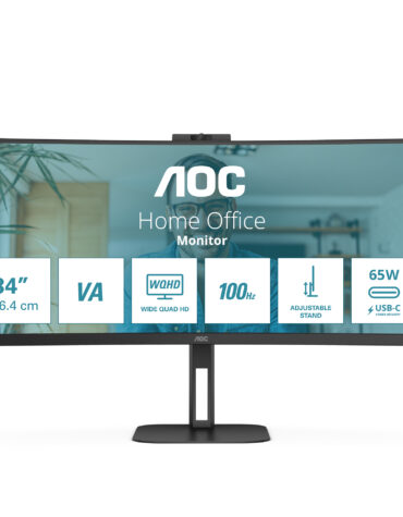 AOC V5 CU34V5CW computer monitor 86,4 cm (34") 3440 x 1440 Pixels Wide Quad HD LED Zwart