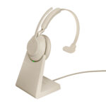 Jabra Evolve2 65 Headset Draadloos Hoofdband Kantoor/callcenter USB Type-A Bluetooth Oplaadhouder Beige