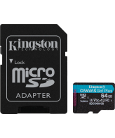 Kingston Technology 64GB microSDXC Canvas Go! Plus Gen4 200MB/s A2 U3 V30 kaart + adapter