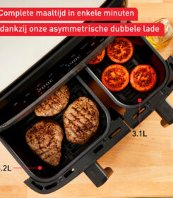 Tefal Dual Easy Fry & Grill EY905D Easy Fry & Grill Dual EY905D 8,3L heteluchtfriteuse met dubbele lades rvs
