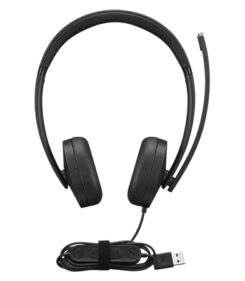 Lenovo 4XD1P83425 hoofdtelefoon/headset Bedraad Hoofdband Oproepen/muziek USB Type-A Zwart