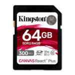 Kingston Technology 64GB Canvas React Plus SDHC UHS-II 300R/260W U3 V90 voor Full HD/4K/8K