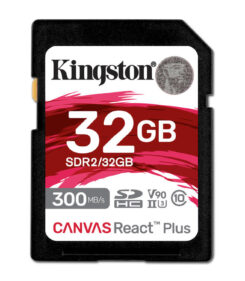 Kingston Technology 32GB Canvas React Plus SDHC UHS-II 300R/260W U3 V90 voor Full HD/4K/8K