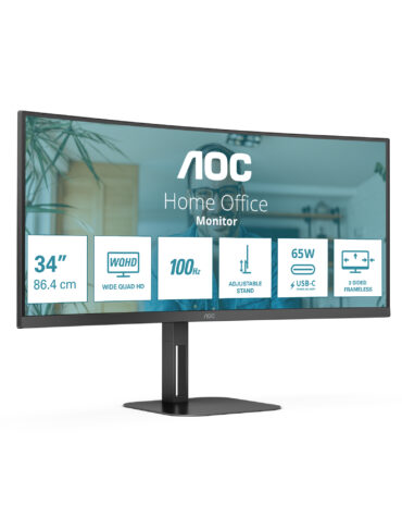 AOC V5 CU34V5C/BK/23 computer monitor 86,4 cm (34") 3440 x 1440 Pixels Wide Quad HD LED Zwart