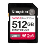 Kingston Technology 512GB Canvas React Plus SDXC UHS-II 280R/150W U3 V60 voor Full HD/4K
