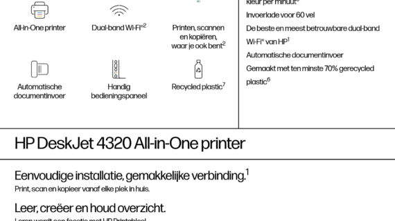 HP DeskJet 4320 Draadloos All-in-One Kleur Printer