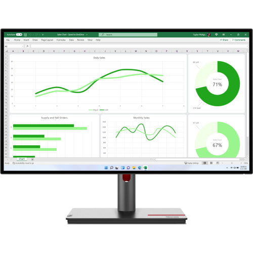 Lenovo ThinkVision P27q-30 computer monitor 68,6 cm (27") 2560 x 1440 Pixels Quad HD LED Zwart