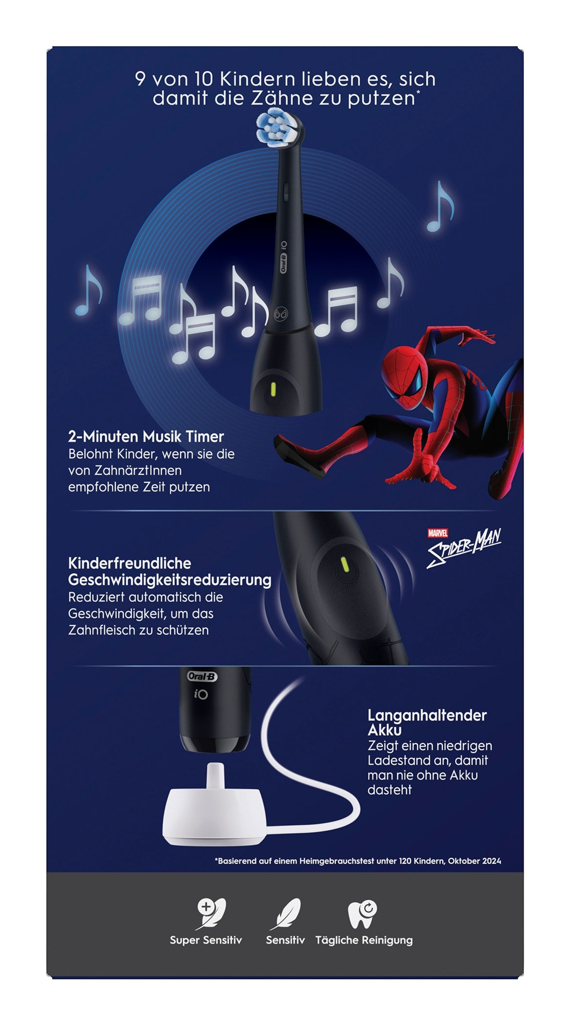 Oral-B iO Kids Spiderman Kind Roterende tandenborstel Zwart - Afbeelding 10
