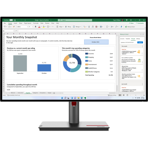 Lenovo ThinkVision P27h-30 computer monitor 68,6 cm (27") 2560 x 1440 Pixels Quad HD LCD Zwart