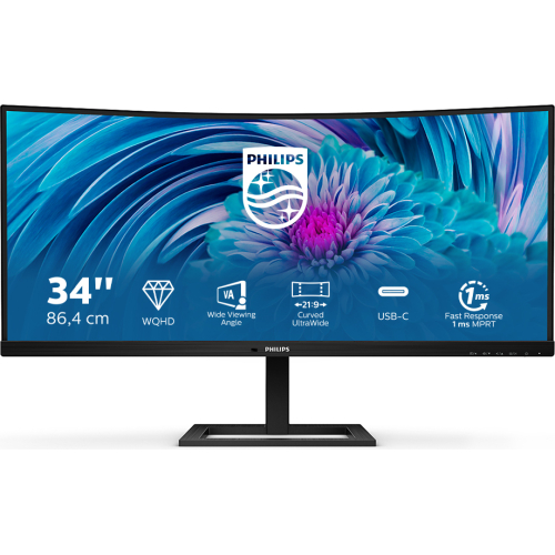 Philips E Line 346E2CUAE/00 computer monitor 86,4 cm (34") 3440 x 1440 Pixels Wide Quad HD+ LCD Zwart