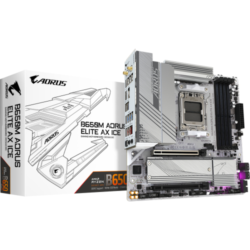 GIGABYTE B650M AORUS ELITE AX ICE moederbord AMD B650 Socket AM5 micro ATX