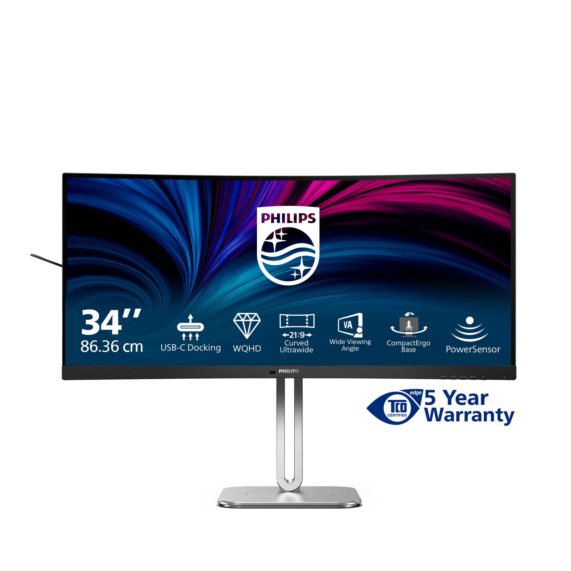 Philips 5000 series 34B2U5600C/00 computer monitor 86,4 cm (34") 3440 x 1440 Pixels Dual QHD LCD Grijs - Afbeelding 3