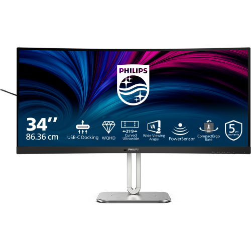Philips 5000 series 34B2U5600C/00 computer monitor 86,4 cm (34") 3440 x 1440 Pixels Dual QHD LCD Grijs