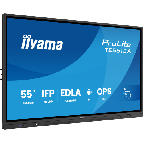 iiyama TE5513A-B1AG beeldkrant Interactief flatscreen 138,7 cm (54.6") Wifi 500 cd/m² 4K Ultra HD Zwart Touchscreen Type processor Android 18/7
