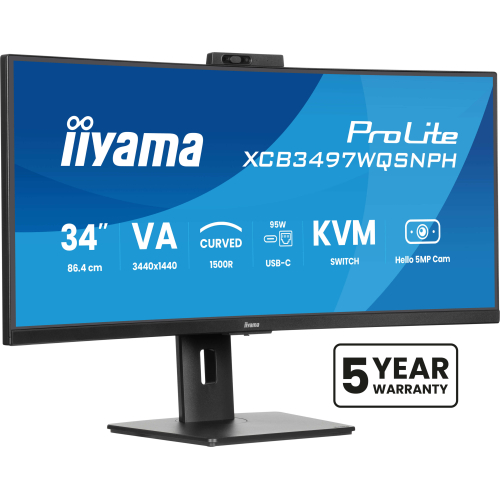 iiyama ProLite XCB3497WQSNPH-B1 computer monitor 86,4 cm (34") 3440 x 1440 Pixels UltraWide Quad HD LED Zwart