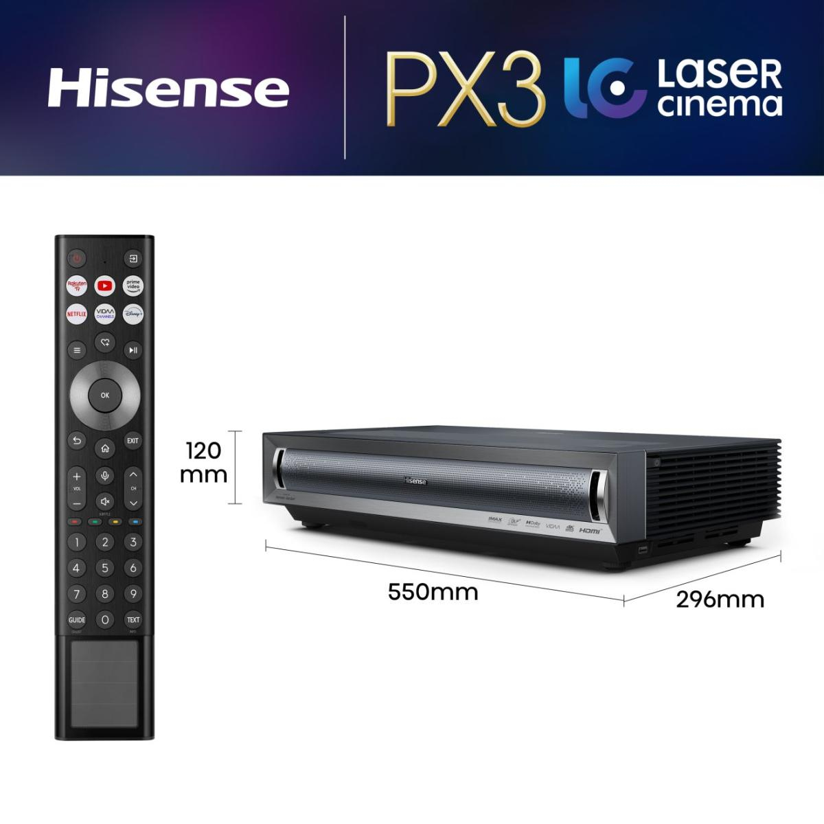 Hisense PX3 projection TV Projector met ultrakorte projectieafstand 2800 ANSI lumens UHD 4K (3840x2160) Zwart, Donkergrijs - Afbeelding 2