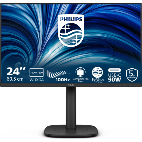 Philips 3000 series 24B2U3301D/00 computer monitor 61,2 cm (24.1") 1920 x 1200 Pixels WUXGA LCD Zwart
