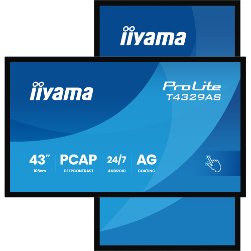 iiyama T4329AS-B1AG computer monitor 108 cm (42.5") 3840 x 2160 Pixels 4K Ultra HD LED Touchscreen Zwart