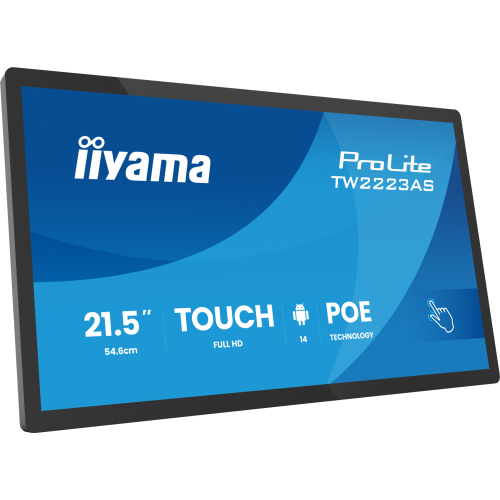 iiyama TW2223AS-B3P beeldkrant Interactief flatscreen 54,6 cm (21.5") Wifi 450 cd/m² Full HD Zwart Touchscreen Type processor Android 24/7