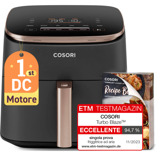 Cosori Turbo Blaze Chef Edition Enkel 6 l Vrijstaand 1725 W Heteluchtfriteuse Zwart, Roze goud