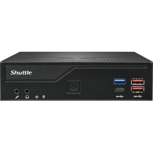 Shuttle Slim PC DH770 , S1700, 2x HDMI, 2x DP , 2x 2.5G LAN, 2x COM, 8x USB, 1x 2.5", 2x M.2, 24/7 permanent gebruik, incl. VESA
