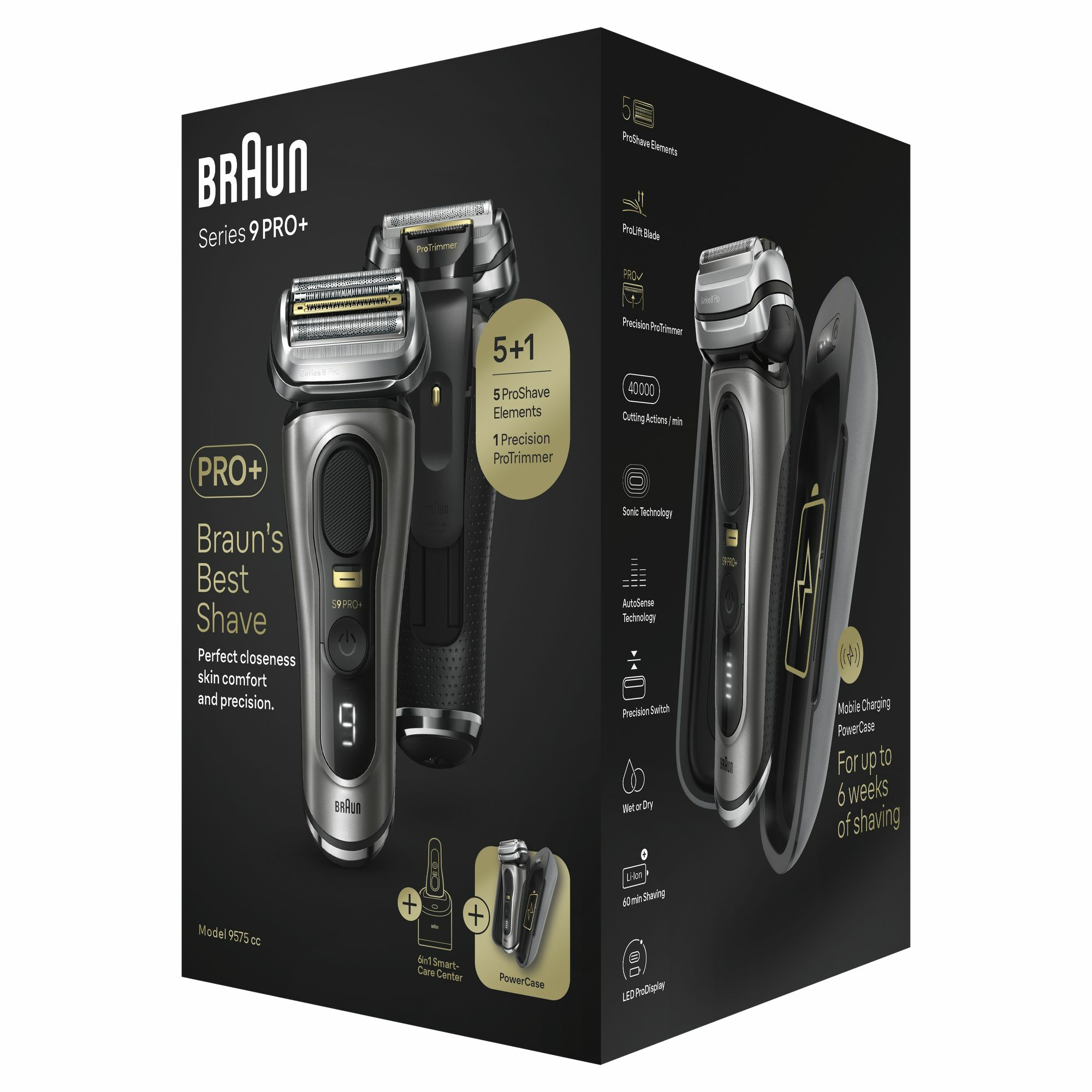 Braun Series 9 Pro+ 9575cc Wet & Dry Scheerapparaat met scheerblad Trimmer Metallic - Afbeelding 4