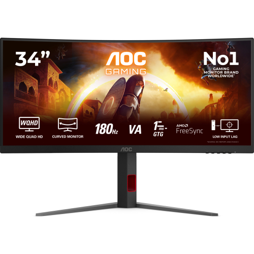 AOC G4 CU34G4 computer monitor 86,4 cm (34") 3440 x 1440 Pixels Wide Quad HD LED Zwart, Rood