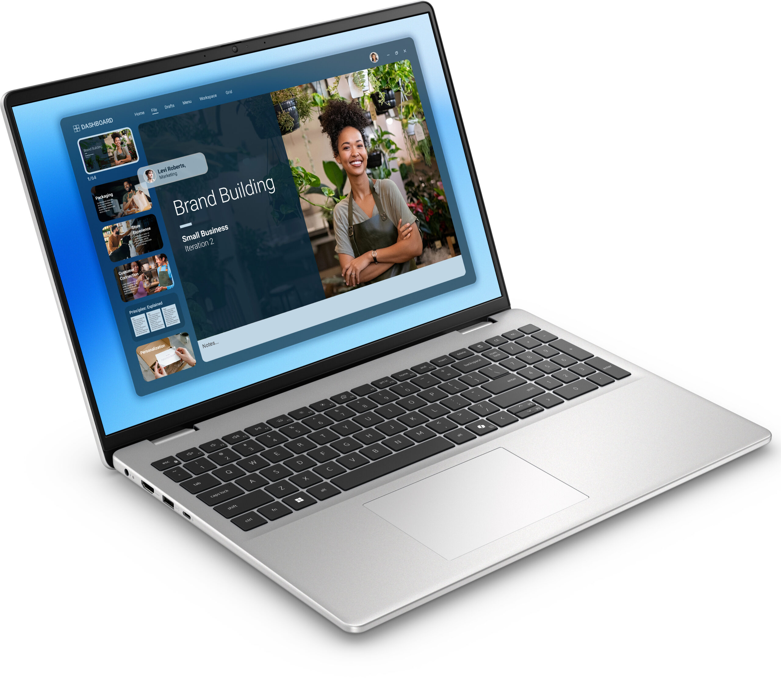DELL DC16251 Intel Core 7 150U Laptop 40,6 cm (16") Full HD+ 16 GB DDR5-SDRAM 512 GB SSD Wi-Fi 6E (802.11ax) Windows 11 Pro Platina, Zilver - Afbeelding 2