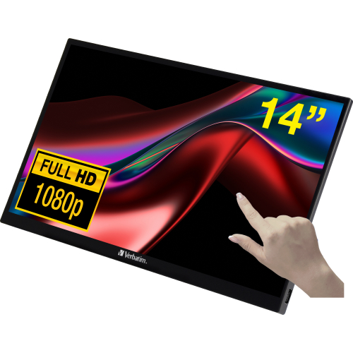 Verbatim 49591 computer monitor 35,6 cm (14") 1920 x 1080 Pixels Full HD LCD Touchscreen Zwart