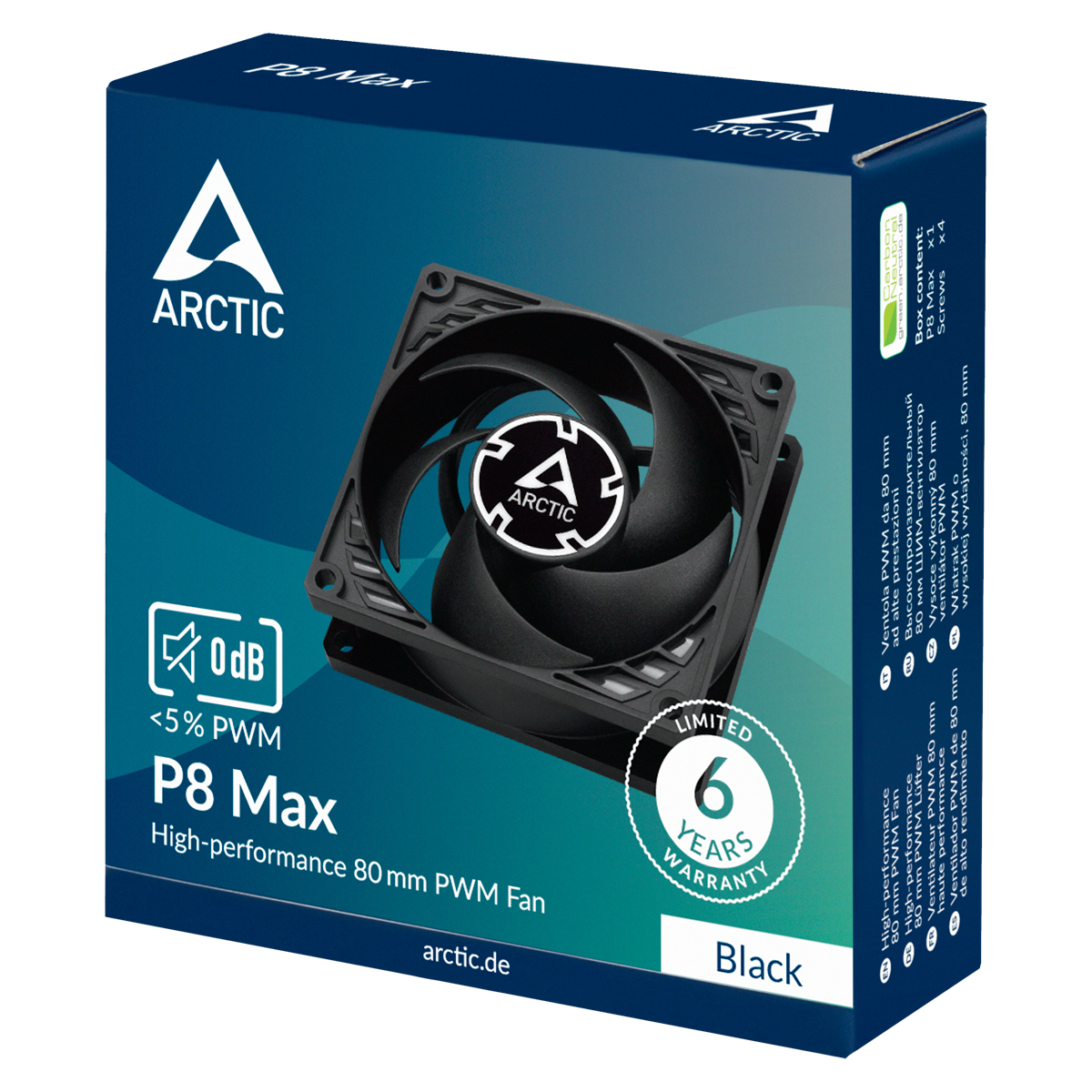 ARCTIC P8 Max Computer behuizing Ventilator 8 cm Zwart 1 stuk(s) - Afbeelding 6