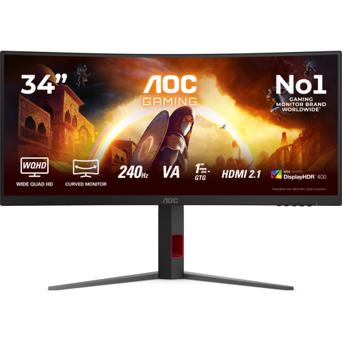 AOC G4 CU34G4Z computer monitor 86,4 cm (34") 3440 x 1440 Pixels Wide Quad HD LED Zwart, Rood