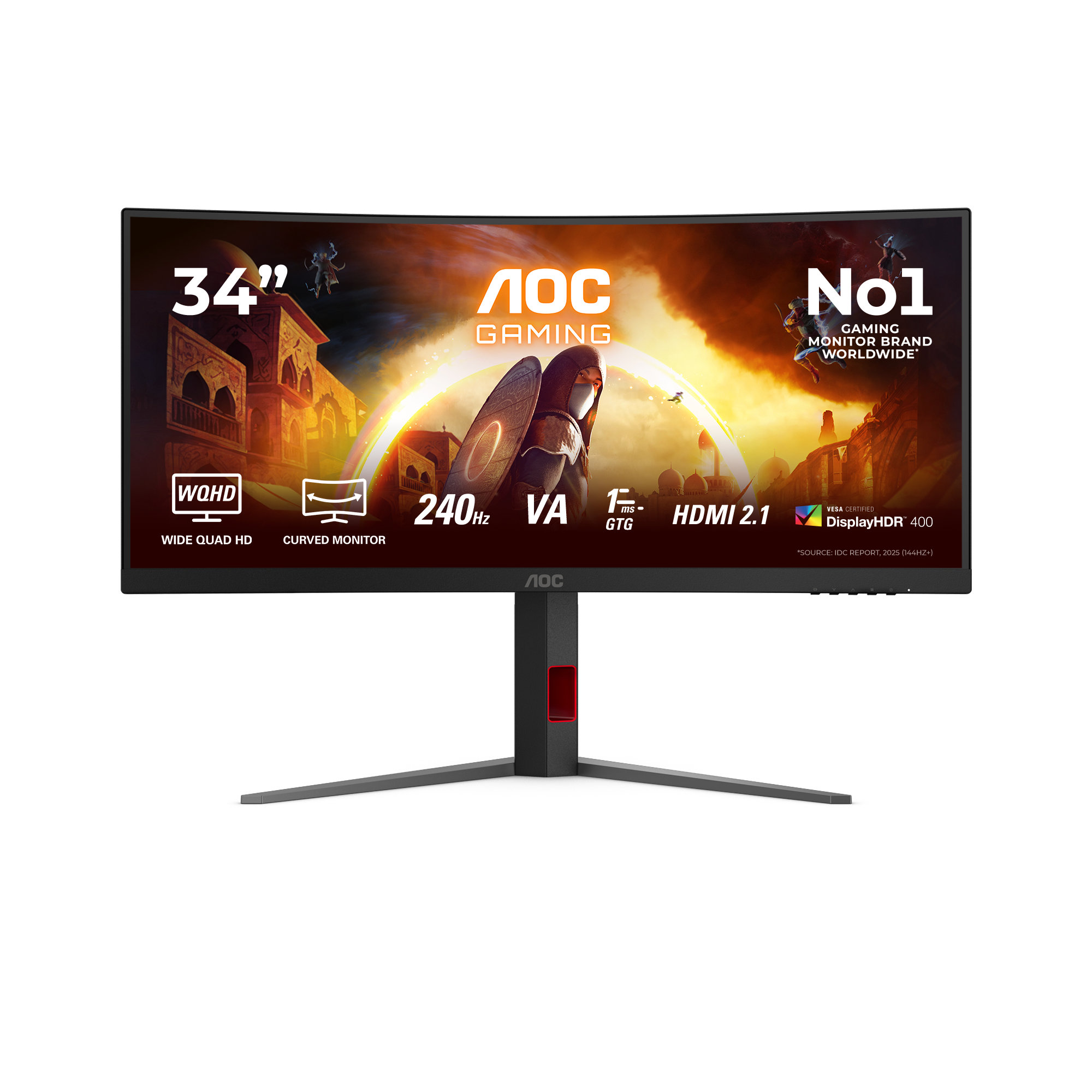 AOC G4 CU34G4Z computer monitor 86,4 cm (34") 3440 x 1440 Pixels Wide Quad HD LED Zwart, Rood