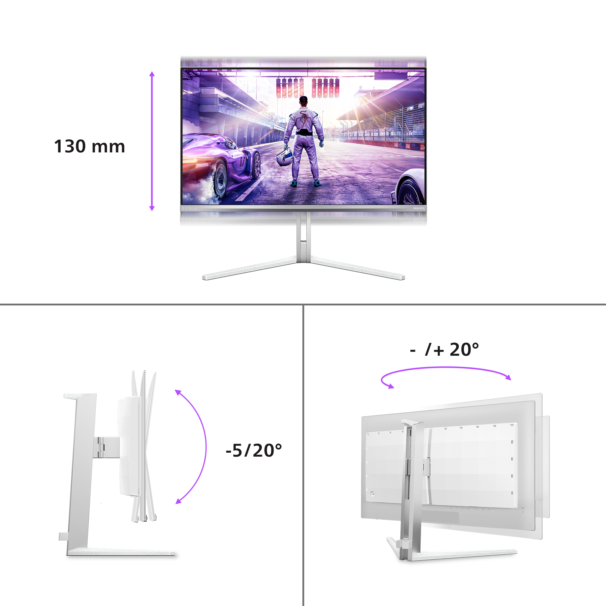 Philips Evnia 8000 27M2N8500/00 computer monitor 67,3 cm (26.5") 2560 x 1440 Pixels Quad HD QD-OLED Wit - Afbeelding 3