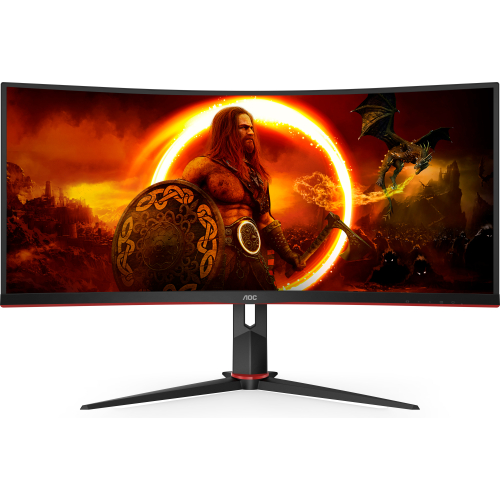 AOC G2 CU34G2XP computer monitor 86,4 cm (34") 3440 x 1440 Pixels UltraWide Quad HD LED Zwart, Rood