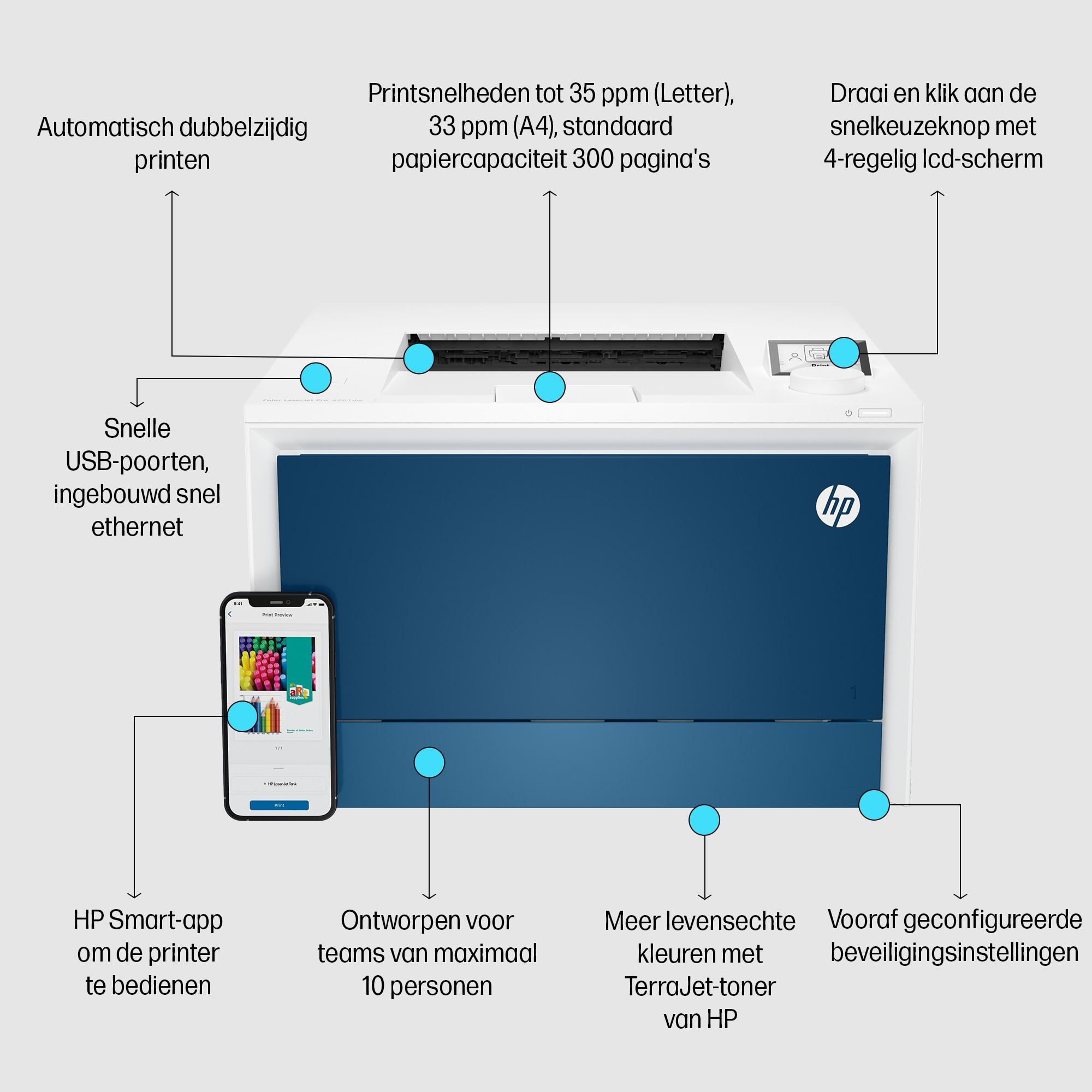 HP Color LaserJet Pro 4202dn printer - Afbeelding 3