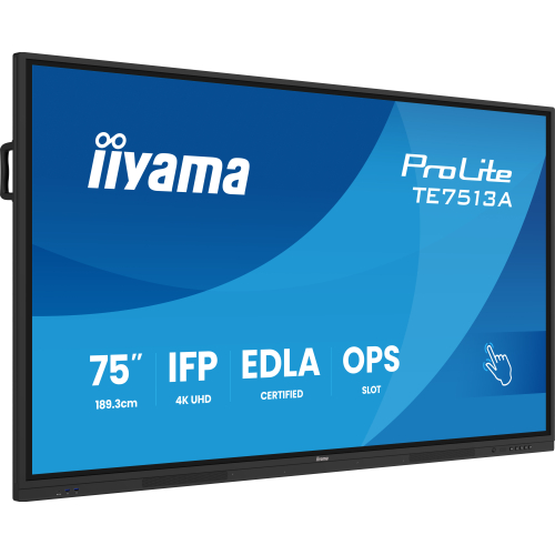 iiyama TE7513A-B1AG beeldkrant Interactief flatscreen 190,5 cm (75") Wifi 500 cd/m² 4K Ultra HD Zwart Touchscreen Type processor Android 18/7
