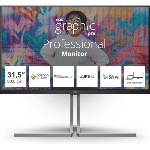 AOC U3 U32U3CV computer monitor 80 cm (31.5") 3840 x 2160 Pixels 4K Ultra HD LCD Zwart