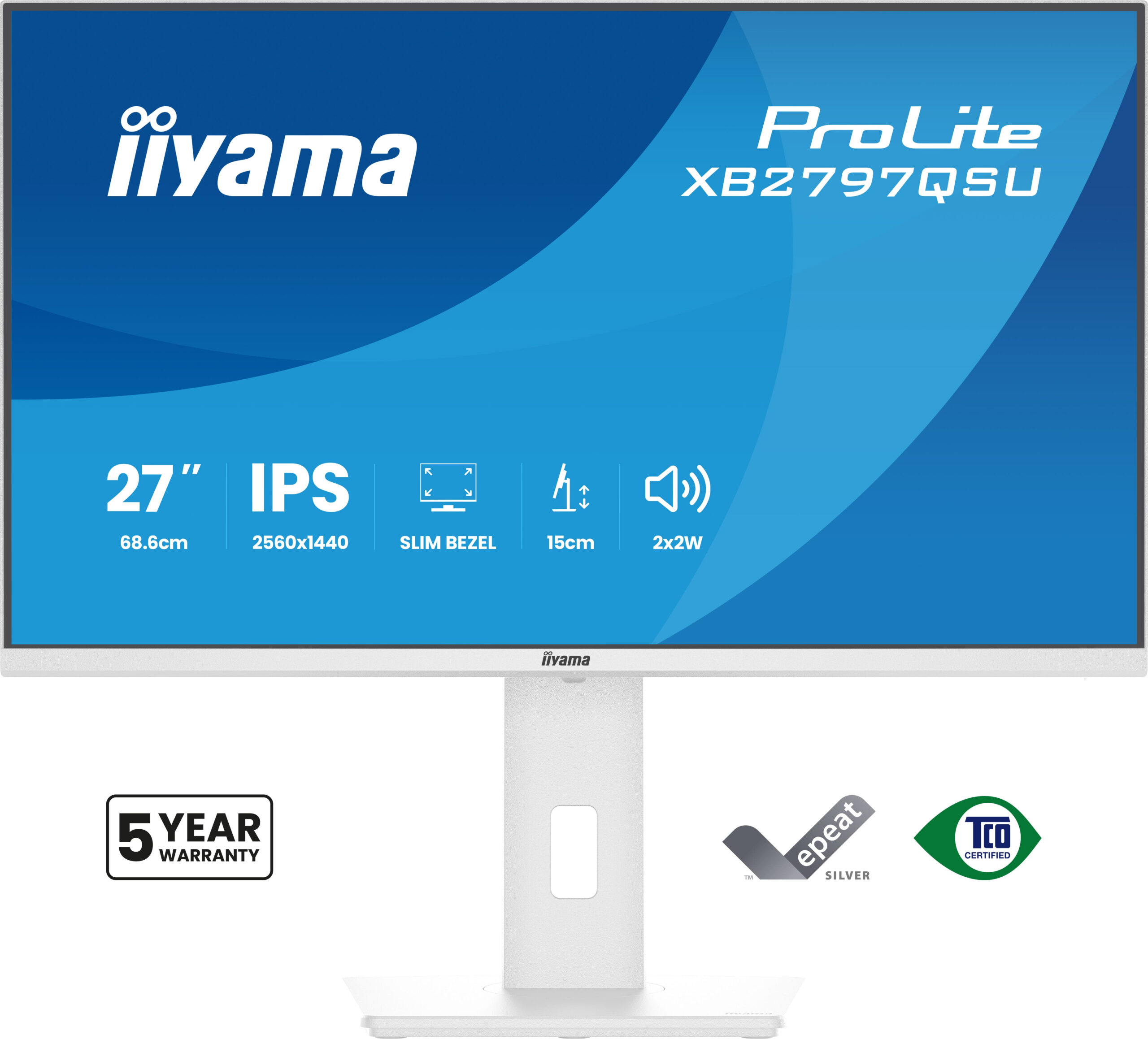 iiyama ProLite XB2797QSU-W1 computer monitor 68,6 cm (27") 2560 x 1440 Pixels Quad HD LED Wit - Afbeelding 2