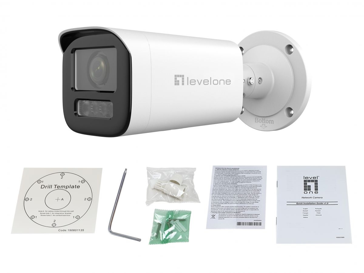LevelOne FCS-5222 bewakingscamera Bullet IP-beveiligingscamera Binnen & buiten 1920 x 1080 Pixels Muur - Afbeelding 3